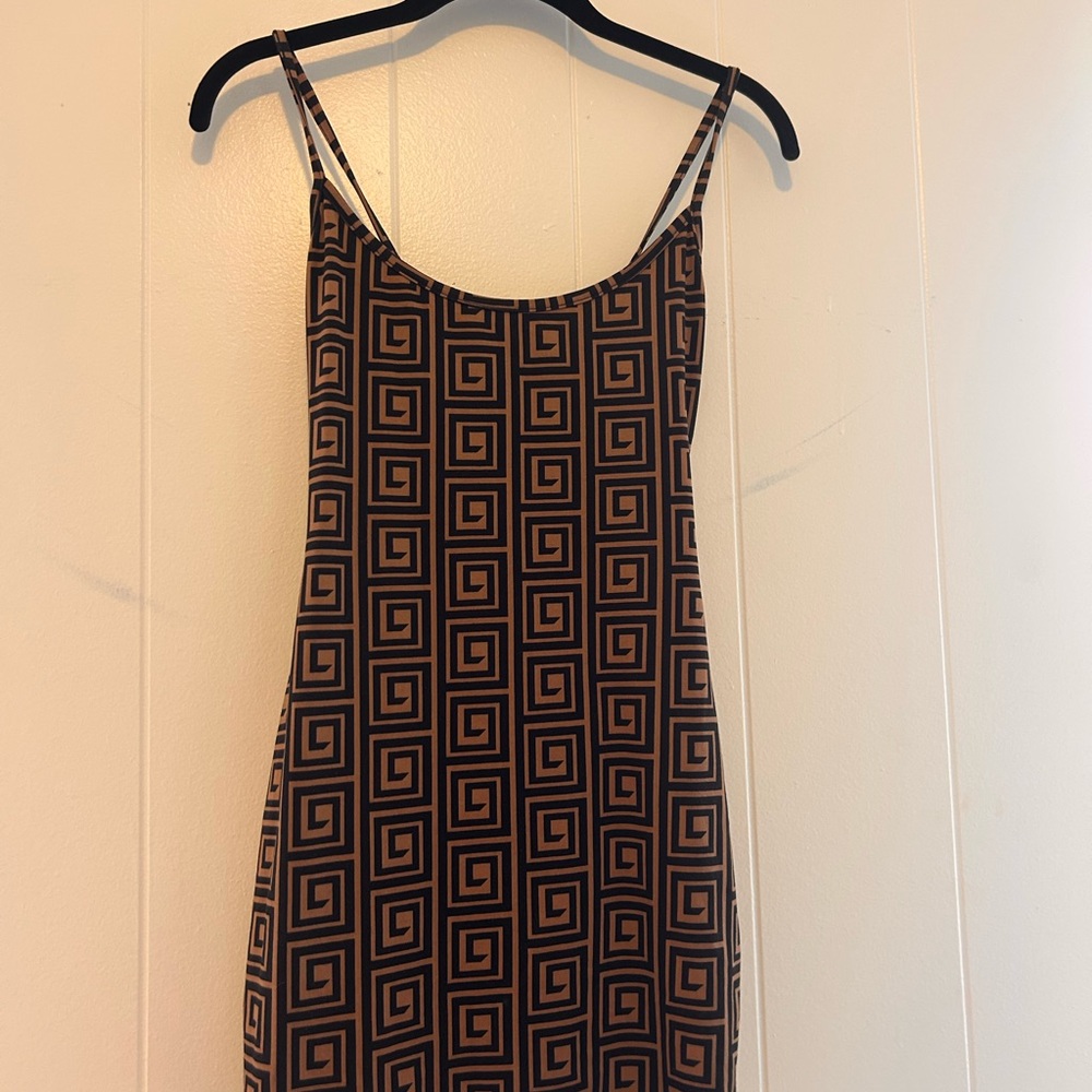Windsor Black and Brown Geometric Mini Dress